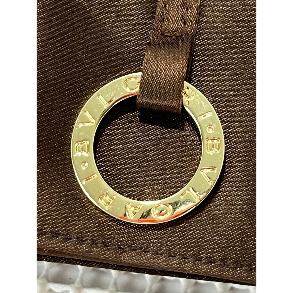 Emirates Bulgari Brown Cosmetic Travel Pouch Bag Mirror Gold Ring - Picture 7 of 10